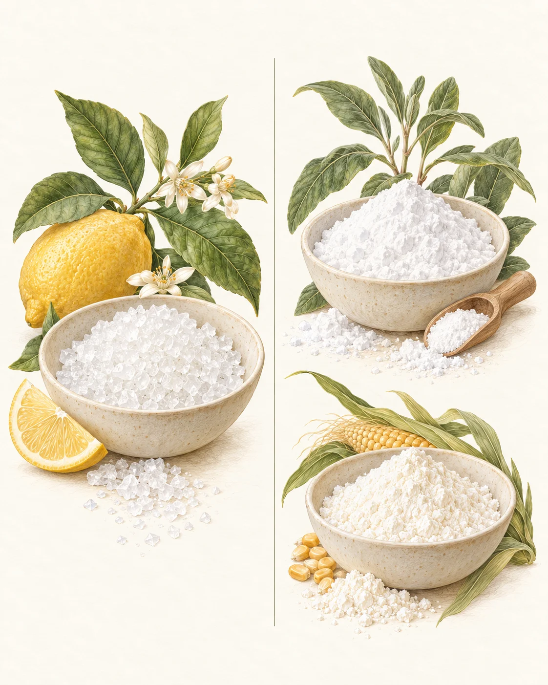 Comparison of dry bath bomb ingredients with optional cornstarch